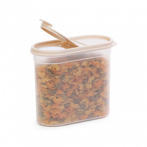 Емкость для сыпучих продуктов Альтернатива Фиеста, с клапаном, 1,65 л, бежевая фото