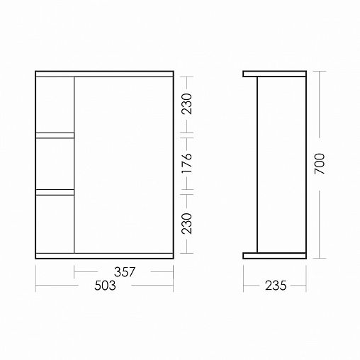 Шкаф с зеркалом для ванной Sanita Идеал-01, 80 x 52 x 17,6 см фото