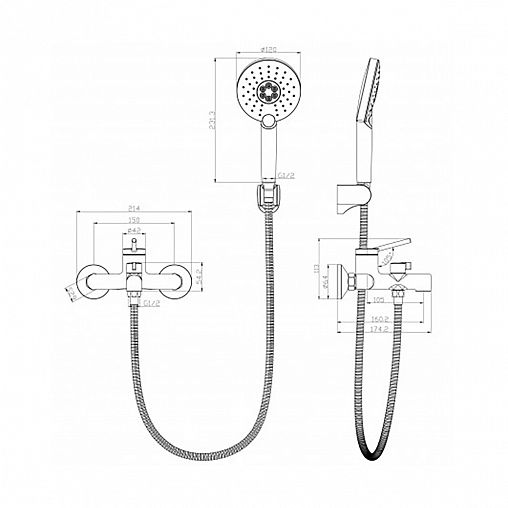 Смеситель для ванны с душем Lemark Minima LM3814C, однорычажный, хром фото