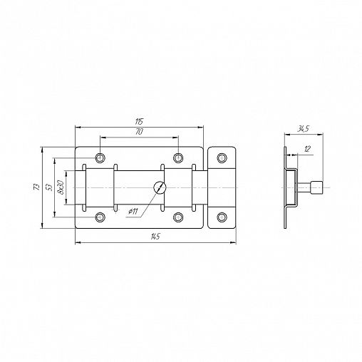 Засов дверной плоский Секрет ЗД-02, белый фото