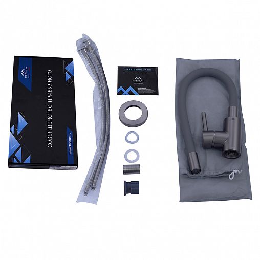 Смеситель для кухни Fashun A54101N-17A, с гибким изливом, графит/серый фото