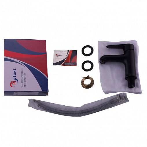 Смеситель для раковины с коротким изливом PLStart PD10054-7, черный фото