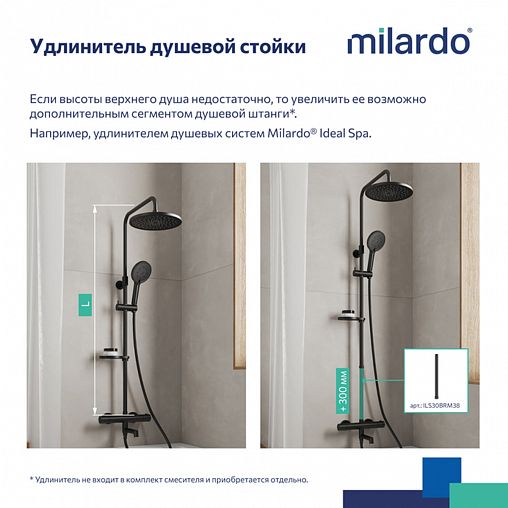 Душевая система с тропическим душем Milardo Ideal Spa ILSBLTHM06, черная матовая фото