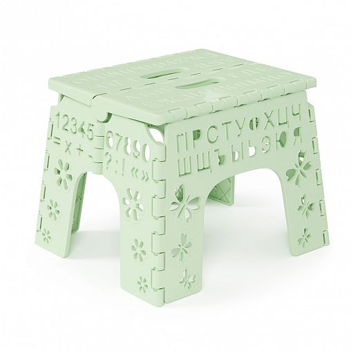 Табурет складной детский Plast Land Алфавит, 26 x 23 x 20 см, оливковый фото