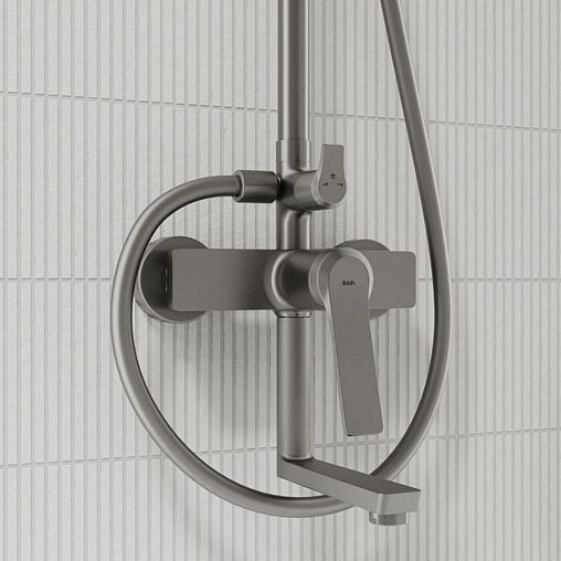 Душевая система с тропическим душем IDDIS Parker, графит фото