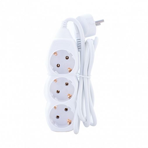 Удлинитель Старт S 3x1-Z, с заземлением, 3 розетки евро, 1,5 м, белый фото