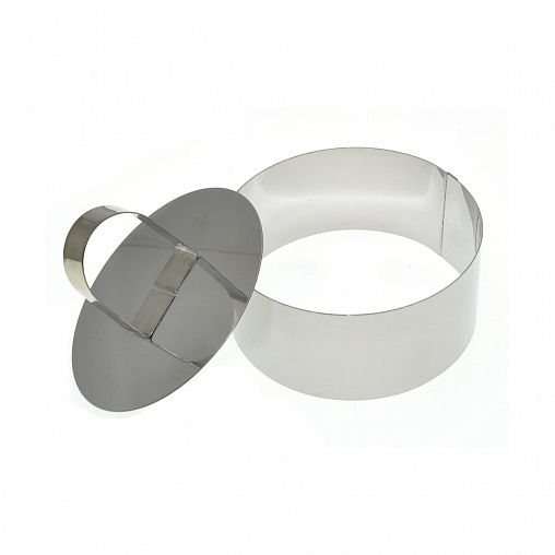 Форма кулинарная Мультидом Круг, с крышкой-прессом, нержавеющая сталь, d 10 см фото