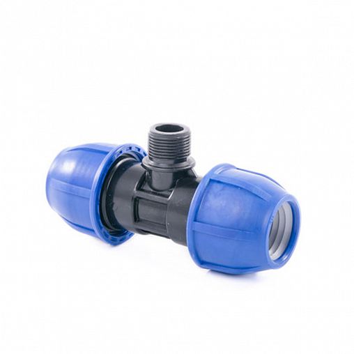 Тройник компрессионный для ПНД труб Lammin, наружная резьба, 25 x 1/2" фото