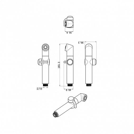 Комплект для гигиенического душа Lemark LM8092С (держатель, лейка, шланг), хром фото