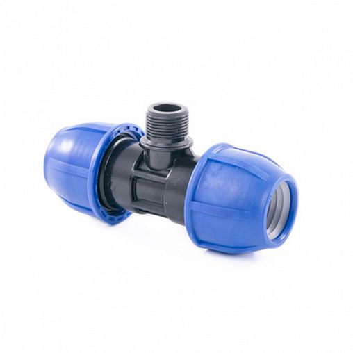 Тройник компрессионный для ПНД труб Lammin, наружная резьба, 25 x 1" фото