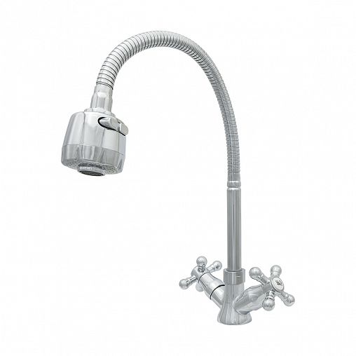 Смеситель для кухни Центр Сантехники Эко ЦС-СМ 25Г К ЭКО М_Супер, с гибким изливом, хром фото