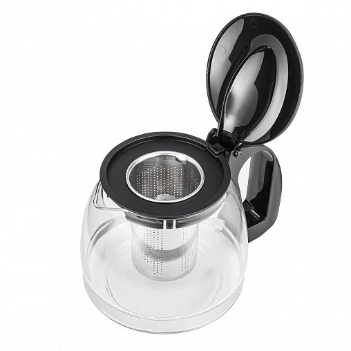 Чайник заварочный Lara, стеклянный, фильтр-нержавейка, 1,25 л, черный фото