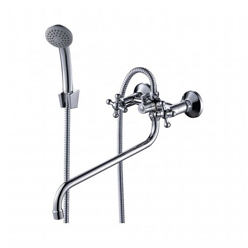 Смеситель для ванны с душем Rossinka Y02-82, с длинным изливом, двухвентильный, хром фото
