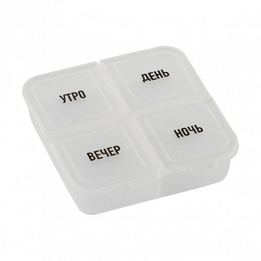 Таблетница Ecos, 4 секции, 6 x 6 x 1,7 см фото