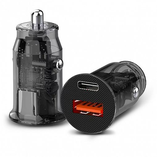 Автомобильное зарядное устройство Energy ET-44А, USB/Type C, черное фото