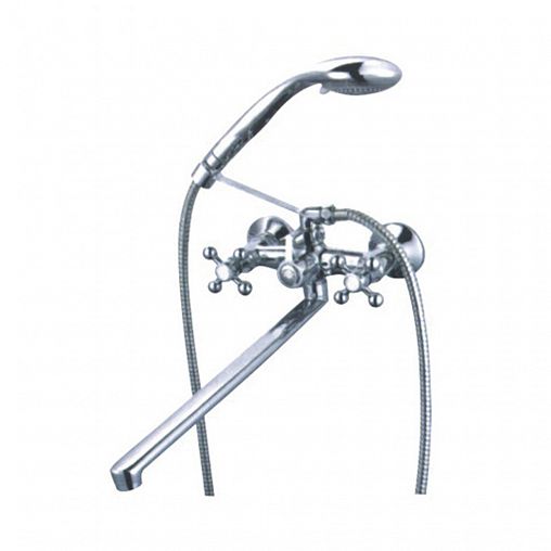 Смеситель для ванны с душем Fauzt FZ 435-A07, с длинным изливом, двухвентильный, хром фото