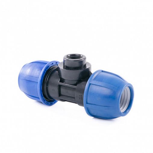 Тройник компрессионный для ПНД труб Lammin, внутренняя резьба, 20 x 1/2" фото