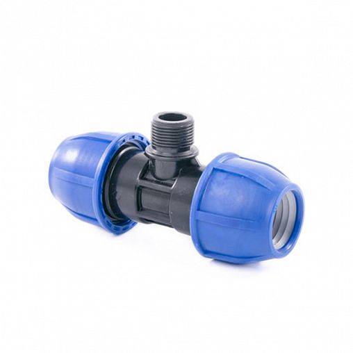 Тройник компрессионный для ПНД труб Lammin, наружная резьба, 20 x 3/4" фото