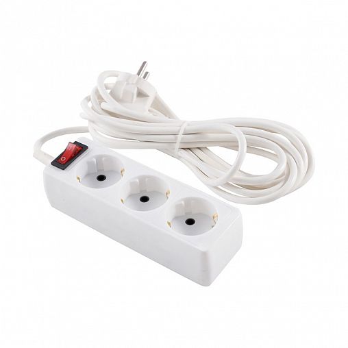 Удлинитель с выключателем Engy Гранд, ПВС 3 x 0,75 мм, с заземлением, 3 розетки, 5 м, белый фото