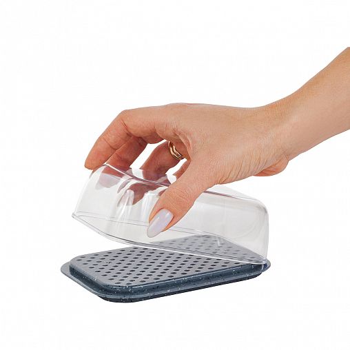 Масленка Plast Team Stone, 14,5 x 11 x 5,5 см, темный камень фото