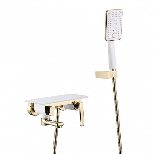 Смеситель для ванны Lemark Mista LM6414WG, однорычажный, белый/золото фото