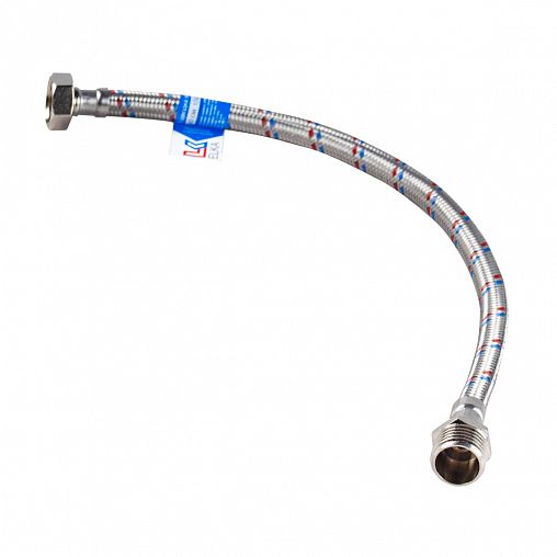 Гибкая подводка для воды латунная Elka, 40 см, гайка-штуцер фото