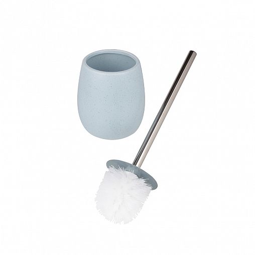 Туалетный набор Рыжий кот Пастель Azzurro, ерш с подставкой, керамика, голубой фото