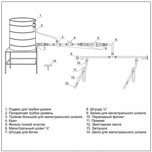 Комплект для капельного полива Жук №16, с эмиттерной лентой, 12 м фото