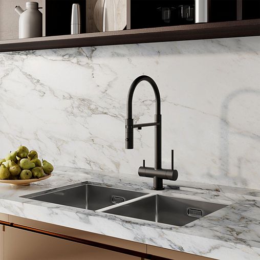 Смеситель для кухни IDDIS Ace, с гибким изливом и подключением к фильтру, черный матовый фото