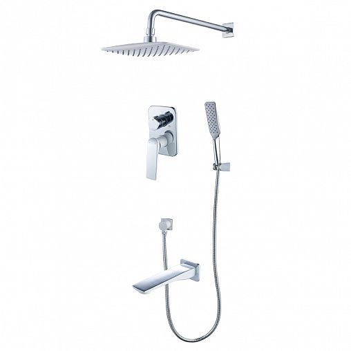 Встраиваемая душевая система с тропическим душем Lemark Allegro LM5922CW, со смесителем, хром фото