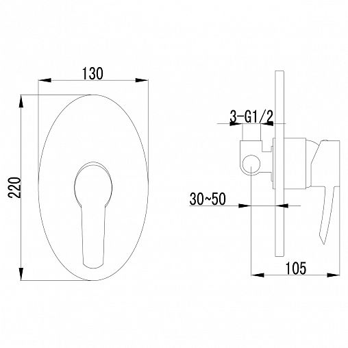 Смеситель для душа Lemark Atlantiss LM3223C, встраиваемый, однорычажный, хром фото