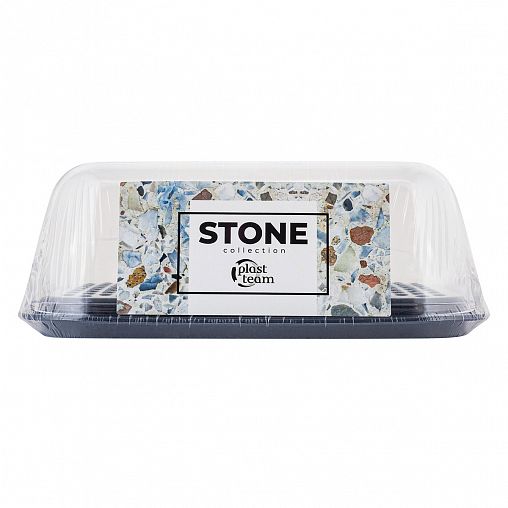 Масленка Plast Team Stone, 14,5 x 11 x 5,5 см, темный камень фото