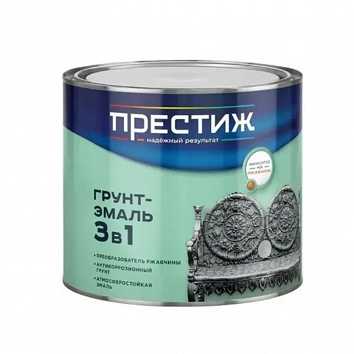 Грунт-эмаль по ржавчине Престиж 3 в 1, полуглянцевая, 1,9 кг, шоколадная фото
