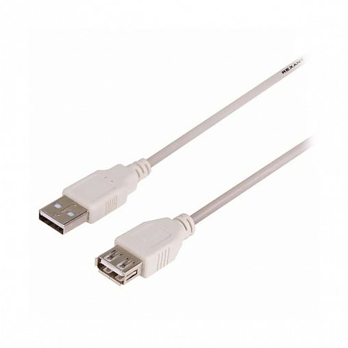 Кабель USB 2.0 Rexant, в ПВХ оплетке, штекер - гнездо, 1,8 м, серый фото
