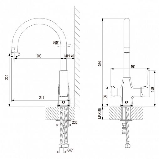 Смеситель для кухни Lemark Ursus LM7261BL, с подключением к фильтру, однорычажный, черный фото