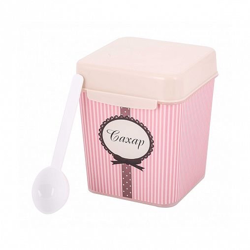 Банка для сыпучих продуктов Альтернатива Уют, с ложкой, 1,2 л, сахар фото