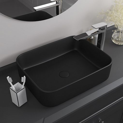 Раковина накладная Iddis Bridge, 39 x 50 x 14 см, черная матовая фото Раковина накладная Iddis Bridge, 39 x 50 x 14 см, черная матовая фото