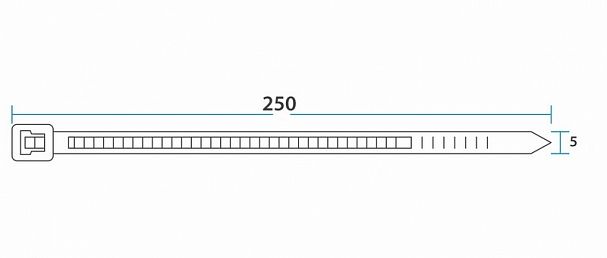 Хомут-стяжка Rexant, нейлон, 4,8 x 250 мм, 100 шт, белый фото