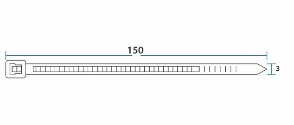 Хомут-стяжка Rexant, нейлон, 2,5 x 150 мм, 100 шт, белый фото