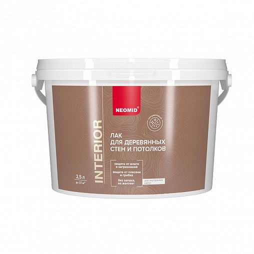 Лак для дерева Neomid Interior, акриловый, полуматовый, 2,5 л фото
