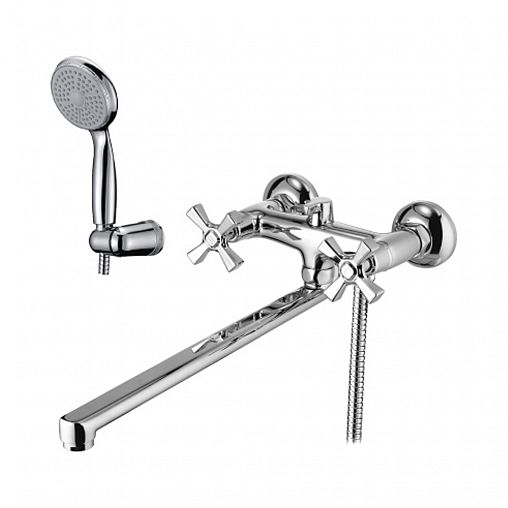 Смеситель для ванны с душем Lemark Benefit LM2512C, с длинным изливом, двухвентильный, хром фото