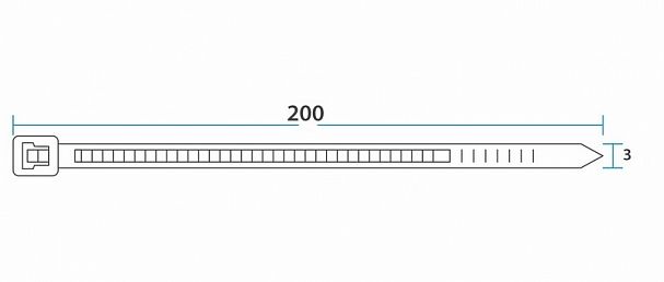 Хомут-стяжка Rexant, нейлон, 2,5 x 200 мм, 100 шт, черный фото