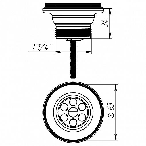Выпуск для раковины MasterProf, с чашкой 65 мм, 1 1/4" фото