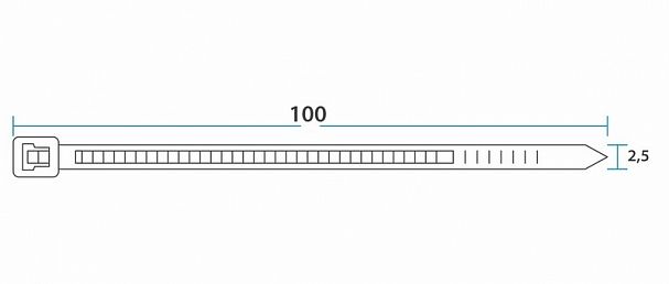 Хомут-стяжка Rexant, нейлон, 2,5 x 120 мм, 100 шт, белый фото