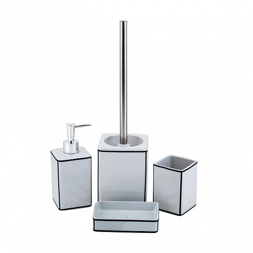 Стакан для зубных щеток Swensa Cory, керамика, белый/черный фото