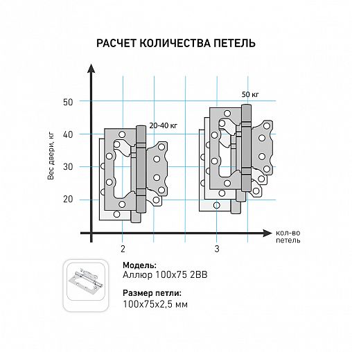 Петля накладная универсальная Аллюр 2BB BL, 100 x 75 x 2,5 мм, матовый черный, 2шт фото