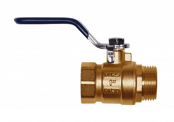 Кран шаровой латунный RM-L 1" ручка, гайка-штуцер фото