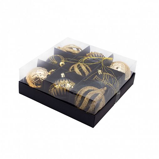 Набор елочных шаров, d 6 см, 9 шт, черный фото