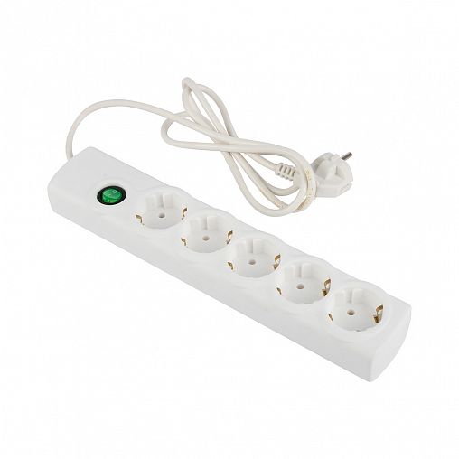 Сетевой фильтр Engy Сеть-2, 2,2 кВт, 6 А, с заземлением, 5 розеток, 5 м, белый фото