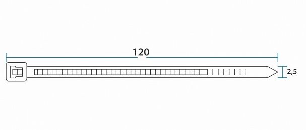 Хомут-стяжка Rexant, нейлон, 2,5 x 120 мм, 100 шт, черный фото